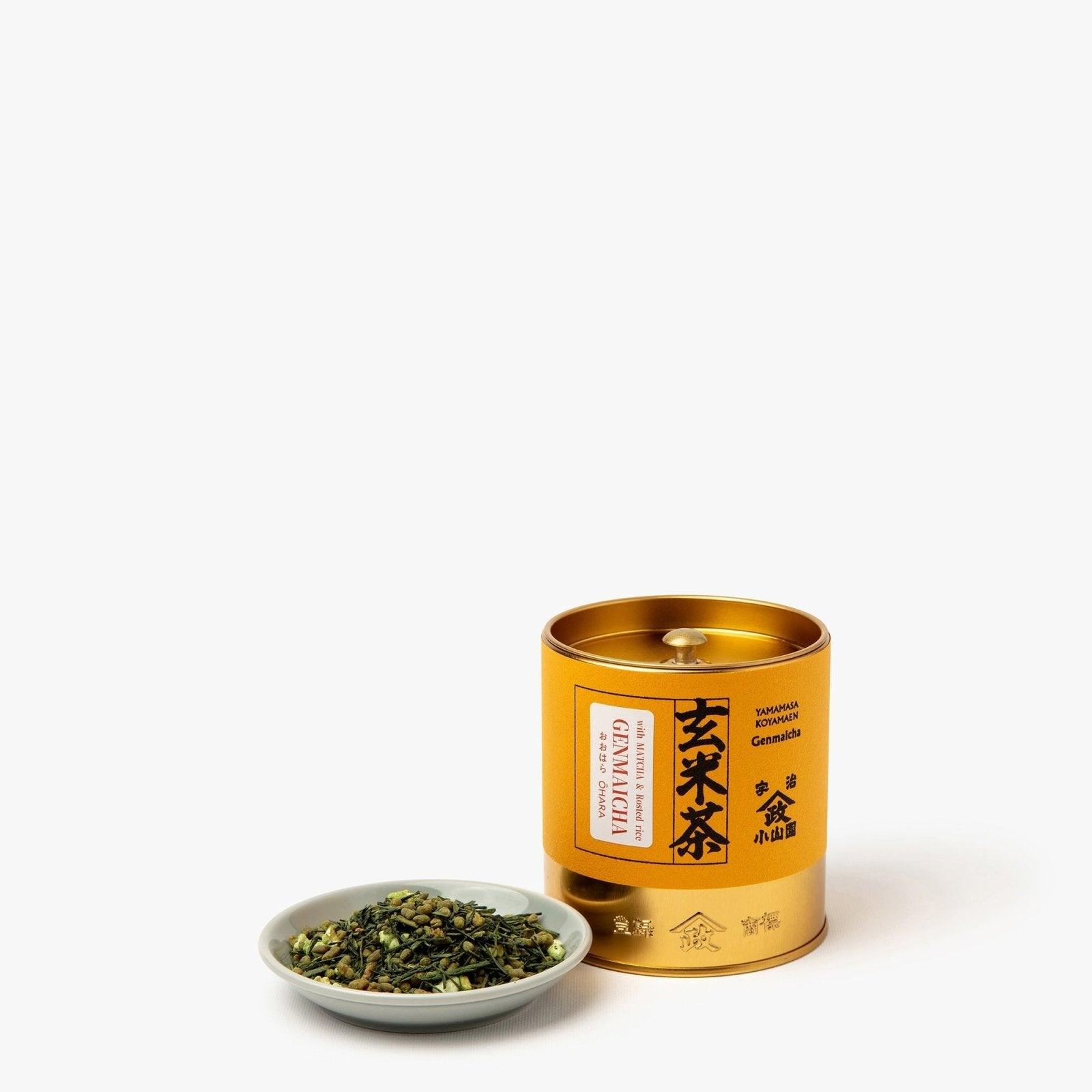 Roasted rice and matcha green tea in a tin - bulk 100g - Yamamasa Koyamaen - iRASSHAi